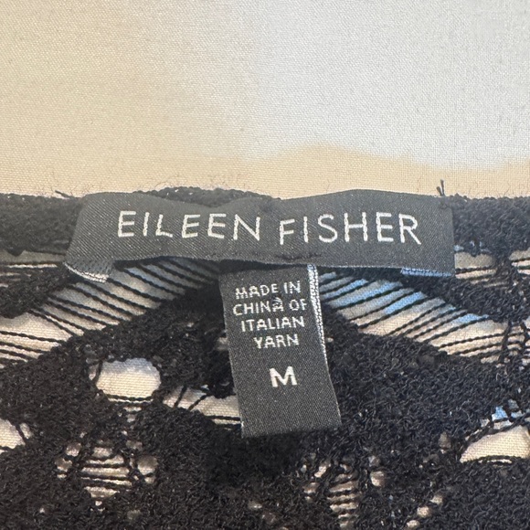 Eileen Fisher Elegant Black Open Knit Lace Women's Top, Fairy Grunge Goth, Wool - Picture 5 of 9